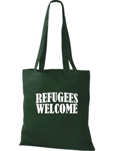 Stoffbeutell Refugees Welcome, Flüchtlinge willkommen, Bleiberecht  Farbe grün
