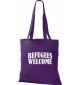 Stoffbeutell Refugees Welcome, Flüchtlinge willkommen, Bleiberecht  Farbe lila