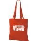 Stoffbeutell Refugees Welcome, Flüchtlinge willkommen, Bleiberecht  Farbe rot