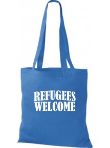 Stoffbeutell Refugees Welcome, Flüchtlinge willkommen, Bleiberecht  Farbe royal