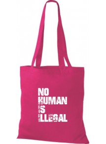 Stoffbeutell no Human is illegal, Flüchtlinge, Bleiberecht  Farbe fuchsia