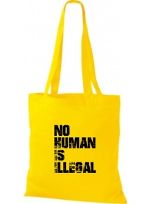Stoffbeutell no Human is illegal, Flüchtlinge, Bleiberecht  Farbe gelb