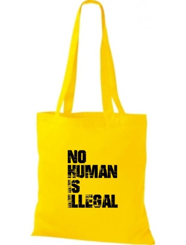 Stoffbeutell no Human is illegal, Flüchtlinge, Bleiberecht  Farbe gelb
