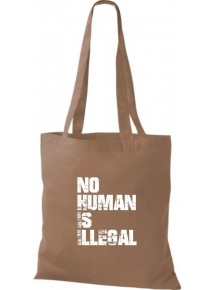 Stoffbeutell no Human is illegal, Flüchtlinge, Bleiberecht  Farbe hellbraun