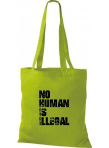 Stoffbeutell no Human is illegal, Flüchtlinge, Bleiberecht  Farbe kiwi