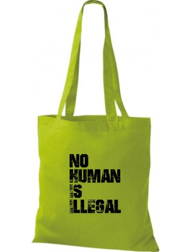 Stoffbeutell no Human is illegal, Flüchtlinge, Bleiberecht  Farbe kiwi