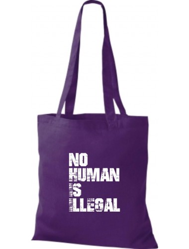 Stoffbeutell no Human is illegal, Flüchtlinge, Bleiberecht  Farbe lila