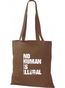 Stoffbeutell no Human is illegal, Flüchtlinge, Bleiberecht  Farbe mittelbraun