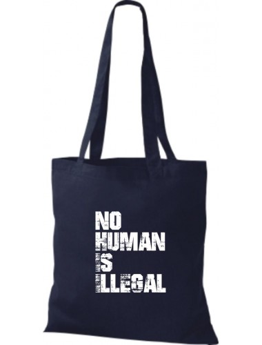 Stoffbeutell no Human is illegal, Flüchtlinge, Bleiberecht  Farbe navy