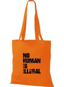 Stoffbeutell no Human is illegal, Flüchtlinge, Bleiberecht  Farbe orange