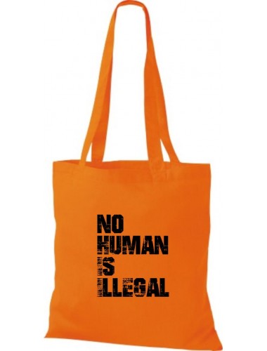Stoffbeutell no Human is illegal, Flüchtlinge, Bleiberecht  Farbe orange