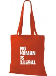 Stoffbeutell no Human is illegal, Flüchtlinge, Bleiberecht  Farbe rot
