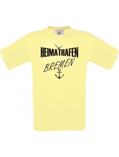Männer-Shirt Heimathafen Bremen  kult, hellgelb, Größe L