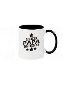 Kaffeepott beidseitig mit Motiv bedruckt bester Papa der Welt, Farbe schwarz