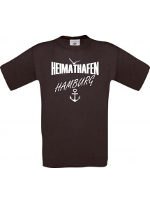 Männer-Shirt Heimathafen Hamburg  kult, braun, Größe L