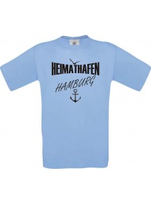 Männer-Shirt Heimathafen Hamburg  kult, hellblau, Größe L