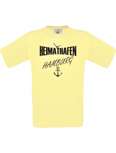 Männer-Shirt Heimathafen Hamburg  kult, hellgelb, Größe L