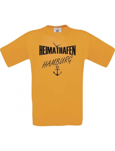 Männer-Shirt Heimathafen Hamburg  kult, orange, Größe L