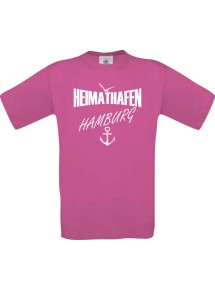 Männer-Shirt Heimathafen Hamburg  kult, pink, Größe L