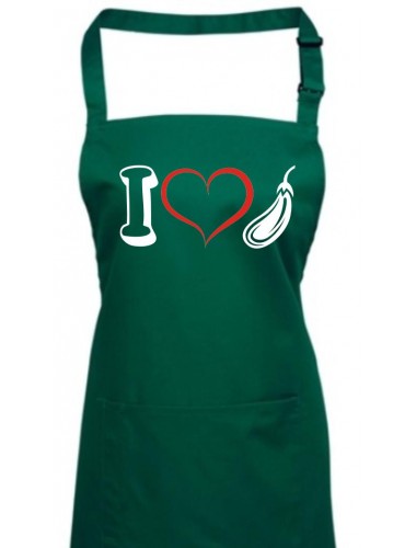 Kochschürze, Gemüse I love Zucchini, Farbe bottlegreen