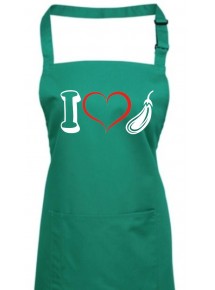 Kochschürze, Gemüse I love Zucchini, Farbe emerald