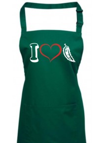 Kochschürze, Gemüse I love Salatgurke Gurke, Farbe bottlegreen