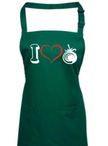 Kochschürze, Gemüse I love Tomate, Farbe bottlegreen