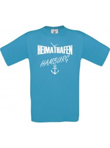 Männer-Shirt Heimathafen Hamburg  kult, türkis, Größe L