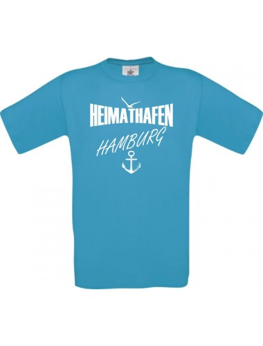 Männer-Shirt Heimathafen Hamburg  kult, türkis, Größe L