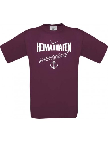 Männer-Shirt Heimathafen Warnemünde  kult, burgundy, Größe L