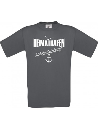 Männer-Shirt Heimathafen Warnemünde  kult, grau, Größe L