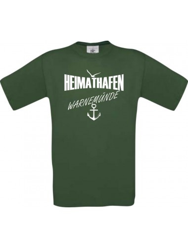 Männer-Shirt Heimathafen Warnemünde  kult, grün, Größe L