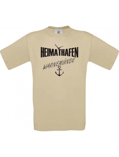Männer-Shirt Heimathafen Warnemünde  kult, khaki, Größe L