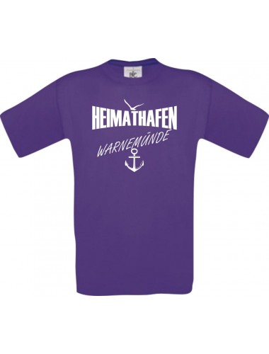 Männer-Shirt Heimathafen Warnemünde  kult, lila, Größe L