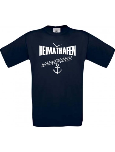 Männer-Shirt Heimathafen Warnemünde  kult, navy, Größe L