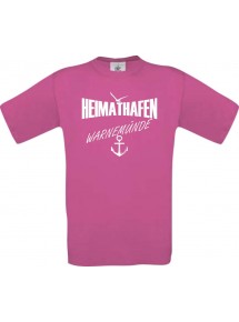 Männer-Shirt Heimathafen Warnemünde  kult, pink, Größe L