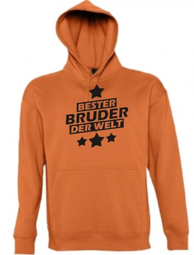 Kapuzen Sweatshirt  bester Bruder der Welt, orange, Größe L