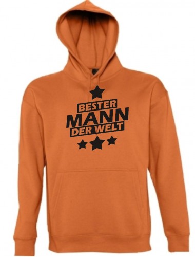 Kapuzen Sweatshirt  bester Mann der Welt, orange, Größe L