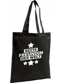 Shopping Bag Organic Zen, Shopper beste Freundin der Welt, Farbe schwarz