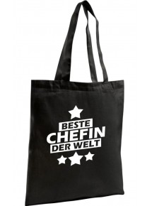 Shopping Bag Organic Zen, Shopper beste Chefin der Welt, Farbe schwarz