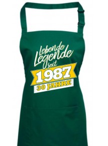 Kochschürze Lebende Legenden seit 1987 30 Jahre, Farbe bottlegreen