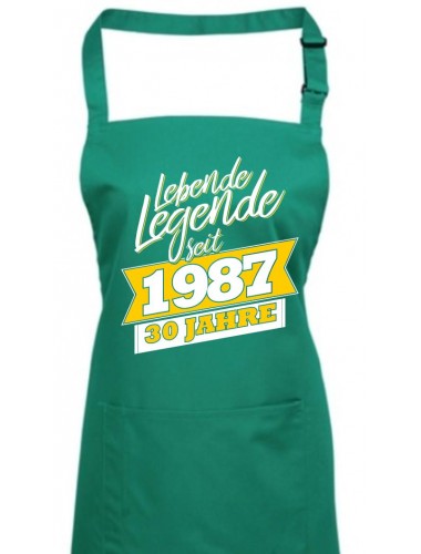 Kochschürze Lebende Legenden seit 1987 30 Jahre, Farbe emerald