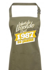 Kochschürze Lebende Legenden seit 1987 30 Jahre, Farbe olive