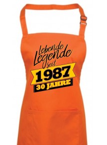 Kochschürze Lebende Legenden seit 1987 30 Jahre, Farbe orange