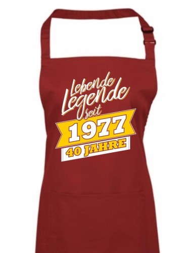 Kochschürze Lebende Legenden seit 1977 40 Jahre, Farbe burgundy