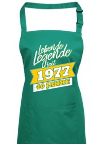 Kochschürze Lebende Legenden seit 1977 40 Jahre, Farbe emerald