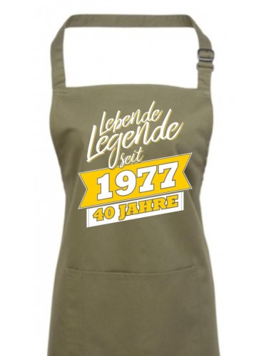 Kochschürze Lebende Legenden seit 1977 40 Jahre, Farbe olive