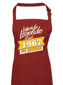Kochschürze Lebende Legenden seit 1967 50 Jahre, Farbe burgundy