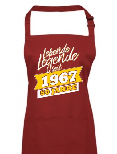 Kochschürze Lebende Legenden seit 1967 50 Jahre, Farbe burgundy