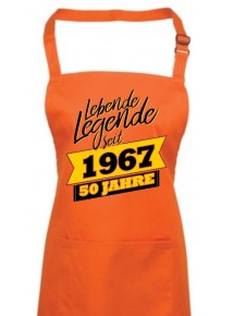 Kochschürze Lebende Legenden seit 1967 50 Jahre, Farbe orange